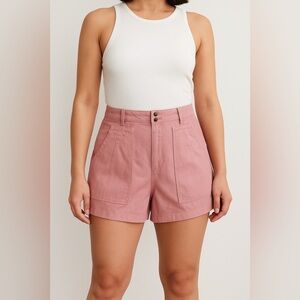High Waisted Pink Shorts Women’s Size 12 Vintage Style, Front Pockets